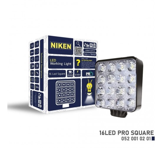 ÇALIŞMA LAMBASI 16 LED KARE, NIKEN 052 001 02 01