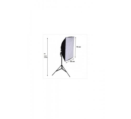 4 Duylu Softbox (2 Adet) + 2 M Işık Ayağı +8 Adet 20 Wat Led Lamba (toplam 14 400 Lümen)