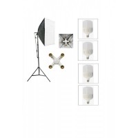 4 Duylu Softbox ,2m Işık Ayağı , 4x20 Wat Led Lamba (7200 Lümen), sabit ışık,sürekli ışık