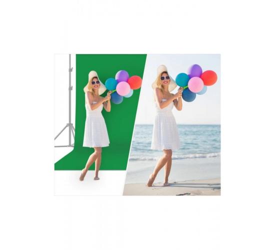 Chromakey - Green Screen - Greenbox Yeşil Fon Perde (2x2 M) + Fon Standı
