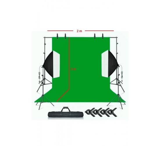 Chromakey Green Screen Greenbox Yeşil Fon Perde Çekim Seti (2x3m)