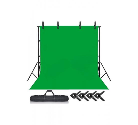 Green Screen Greenbox Yeşil Fon Perde 2x3m  Fon Standı 4 Mandal