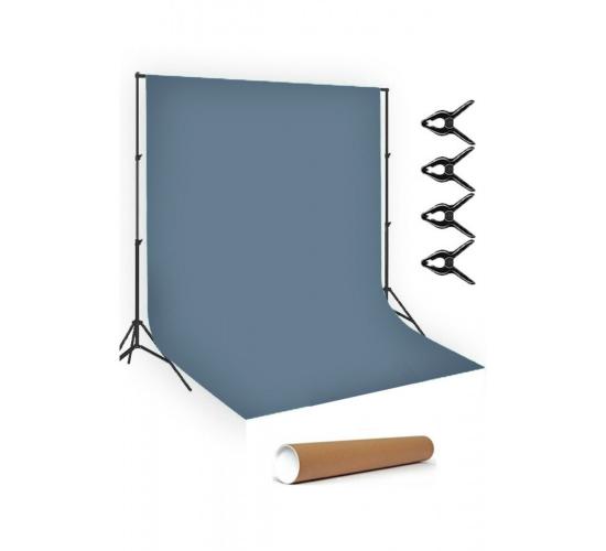 Grey Screen Gri Fon Perde (2x3m) Foto,vesikalık Resim Ve Ürün Çekimi + Fon Standı+ 4 Fon Mandalı