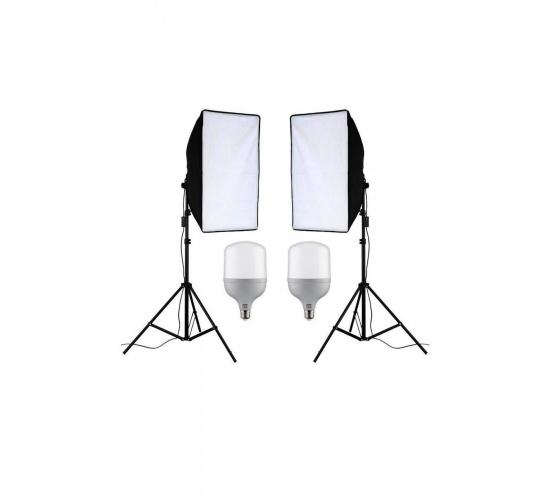 Ikili Softbox Seti ( 50x70 Cm) Lambalı Toplam 9000 Lümen