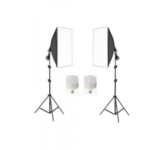 Ikili Softbox Seti  50x70cm Lambalı Toplam 9000 Lümen