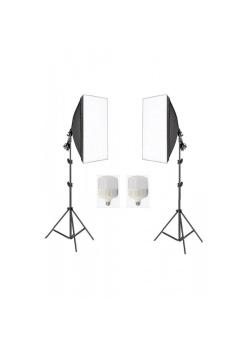 Ikili Softbox Seti  50x70cm Lambalı Toplam 9000 Lümen