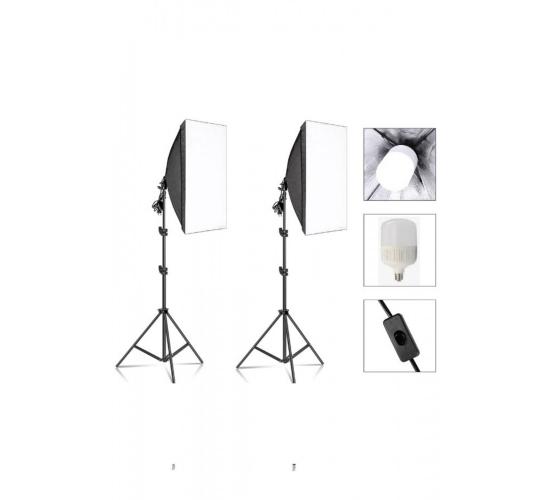 Ikili Softbox Seti  50x70cm Lambalı Toplam 9000 Lümen