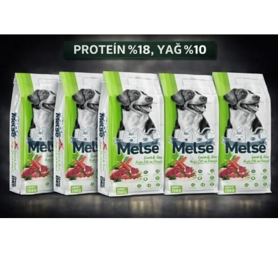 Melse Kuzu Etli ve Pirinçli Yetişkin Köpek Maması 18 Protein 10 Yağ  15 KG 