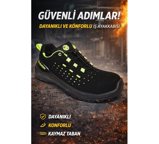 Kaan zevorx süet s1 iş ayakkabısı yeşil desenli 41 numara