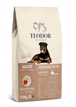 Teodor adult special yetişkin köpek maması kuzulu pirinçli rottweiller 15 kg