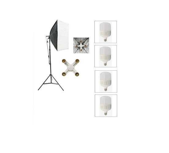 4 Duylu Softbox ,2m Işık Ayağı , 4x20 Wat Led Lamba (7200 Lümen), sabit ışık,sürekli ışık, 4duysft