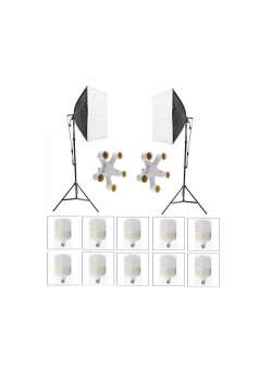 5 Duylu Softbox (2 Adet) + 2 M Işık Ayağı +10 Adet 20 Watt Led Lamba (toplam 18000 Lümen)