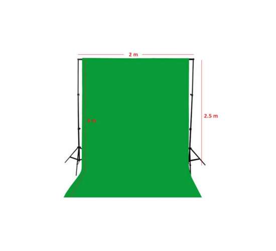 Chromakey Green Screen Greenbox Yeşil Fon Perde(2 X4m)+fon Standı, 0789277172619