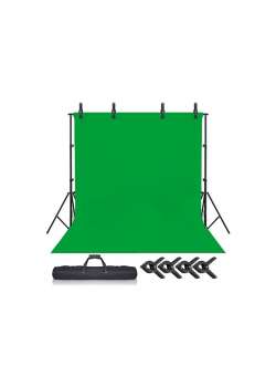Chromakey Green Screen Greenbox Yeşil Fon Perde(2 X4m)+fon Standı