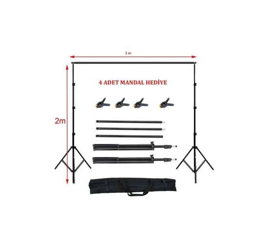 Fon Standı Taşınabilir 2x3 Metre+4 Mandal, TYBZF3HAX6BU2UC887