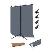 grey Screen gri fon perde (1.5x2m)+ tek Ayaklı Fon Standı+ 4 Fon Mandalı