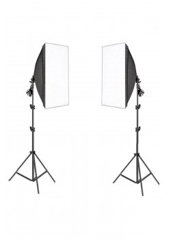 4 Duylu Softbox (2 Adet) + 2 M Işık Ayağı +8 Adet 20 Wat Led Lamba (toplam 14 400 Lümen)