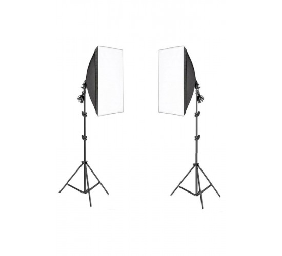 4 Duylu Softbox (2 Adet) + 2 M Işık Ayağı +8 Adet 20 Wat Led Lamba (toplam 14 400 Lümen)
