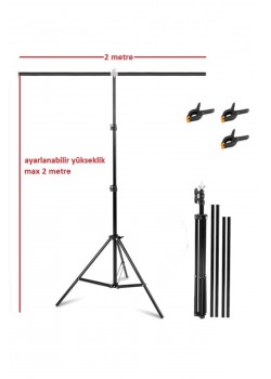 200*200cm T Stand Bar Fon Perde PVC Background Backdrop Çekim Standı T-Shape 2x2m