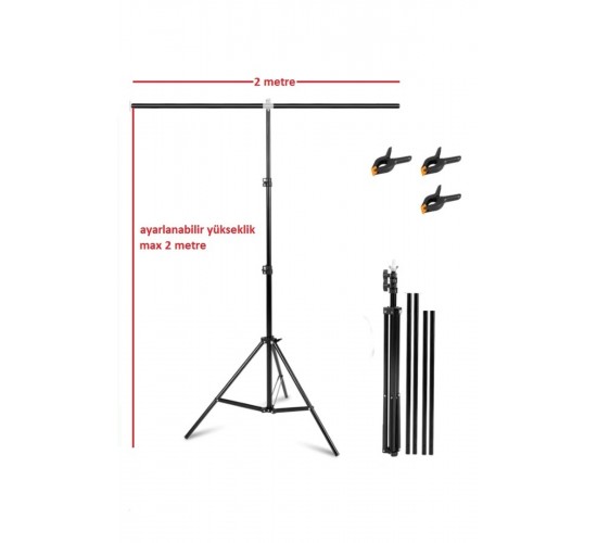 200*200cm T Stand Bar Fon Perde PVC Background Backdrop Çekim Standı T-Shape 2x2m