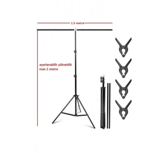 T-şeklinde arka plan destek seti, 1.5x2 m stüdyo, fotoğraf, video için taşınabilir fon standı