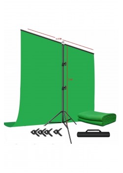 Yeşil Ekran Arka Plan Standı ,oyun,Fotoğraf , Stream, Chroma Key 1.5 x2M GreenScreen Backdrop Kiti