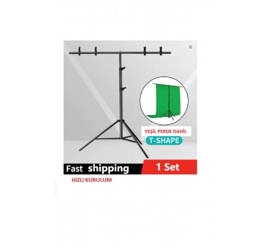 Yeşil Ekran Arka Plan Standı ,oyun,Fotoğraf , Stream, Chroma Key 1.5 x2M GreenScreen Backdrop Kiti