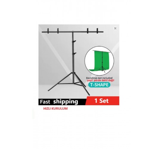 2x2 m T Stand Bar Fon Perde Pvc Tutucu Background Backdrop Çekim Standı T-shape