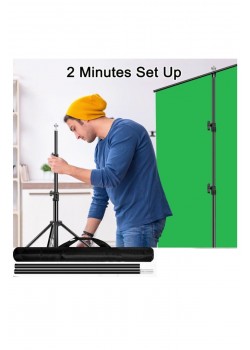 Yeşil Ekran Arka Plan Standı ,oyun,Fotoğraf , Stream, Chroma Key 1.5 x2M GreenScreen Backdrop Kiti