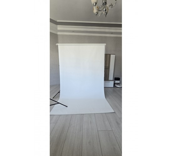 Beyaz Fon Perde  150x250 cm AYAKLI MAKARA ZİNCİRLİ ürün çekimi,vesikalık,white screen