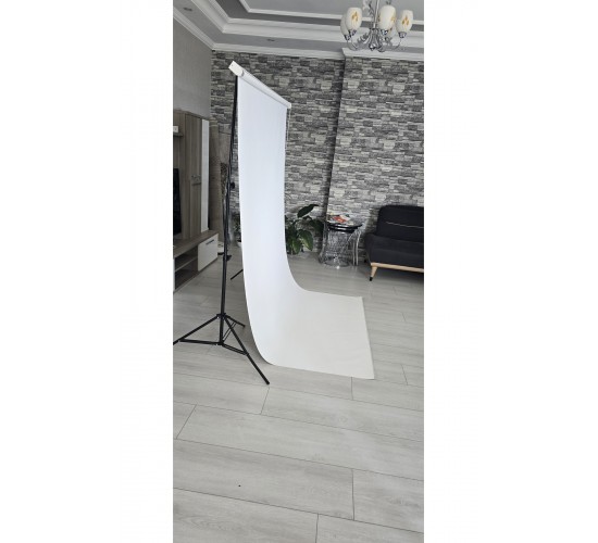Beyaz Fon Perde  150x250 cm AYAKLI MAKARA ZİNCİRLİ ürün çekimi,vesikalık,white screen