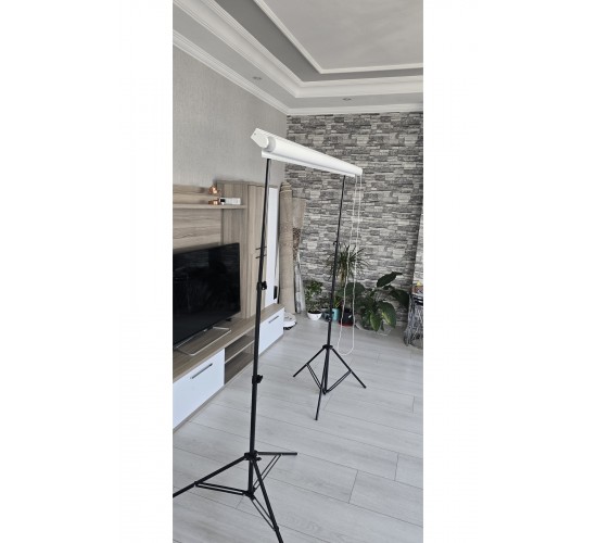 Beyaz Fon Perde  150x250 cm AYAKLI MAKARA ZİNCİRLİ ürün çekimi,vesikalık,white screen