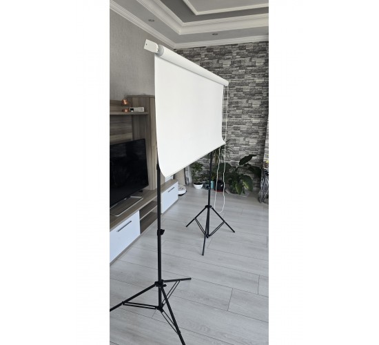 Beyaz Fon Perde  200x250cm AYAKLI MAKARA ZİNCİRLİ ürün çekimi,vesikalık,white screen