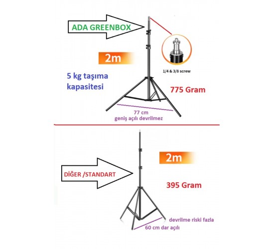 2 metre ışık ayağı light stand ULTRA DAYANIKLI GENİŞ AÇILI