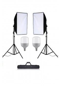 50x70 cm Softbox 2'li Sürekli Işık Seti Youtber Kit Taşıma Çantalı TOPLAM 100 WAT 9000 LÜMEN