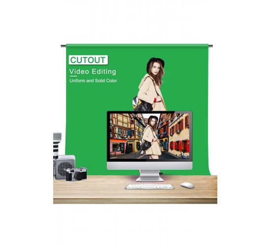 Chromakey-green Screen- Greenbox Yeşil Fon Perde (2X3 M) Fon Standı 4 FON MANDALI YÜZDE YÜZ PAMUK