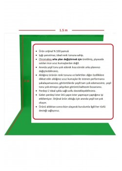 1.5x2 metre green screen greenbox yeşil fon Perde ,oyun,Fotoğraf , Stream 4 mandallı