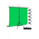 2x3m chromakey, green screen ,greenbox yeşil fon Kiti T Braket Standı + 5 adet Klipsler
