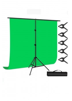 2x3m chromakey, green screen ,greenbox yeşil fon Kiti T Braket Standı + 5 adet Klipsler