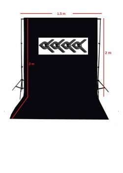 150x200 cm black screen siyah fon perde ve taşınabilir 2 ayaklı fon standı + 4 ADET FON MANDALI