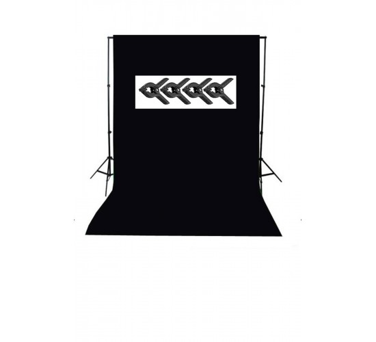 150x200 cm black screen siyah fon perde ve taşınabilir 2 ayaklı fon standı + 4 ADET FON MANDALI