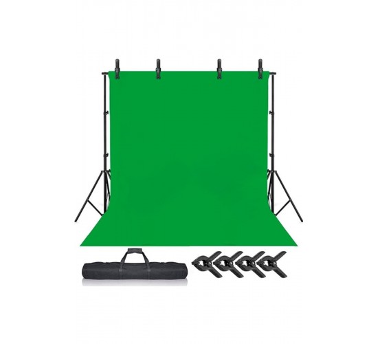 Chromakey Green Screen Greenbox Yeşil Fon Perde(2 X4m)+fon Standı