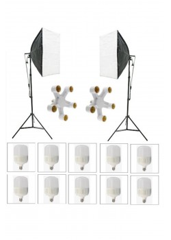 5 Duylu Softbox (2 Adet) + 2 M Işık Ayağı +10 Adet 20 Wat Led Lamba (toplam 18 000 Lümen)