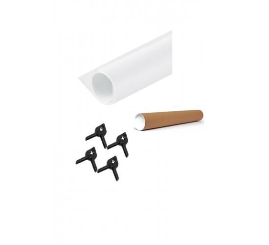 Ürün Çekim Fotoğraf Fonu Stüdyo Fonu Beyaz 150 X 100 Cm - Özel Karton Tüp Ruloda + 4 Mandal