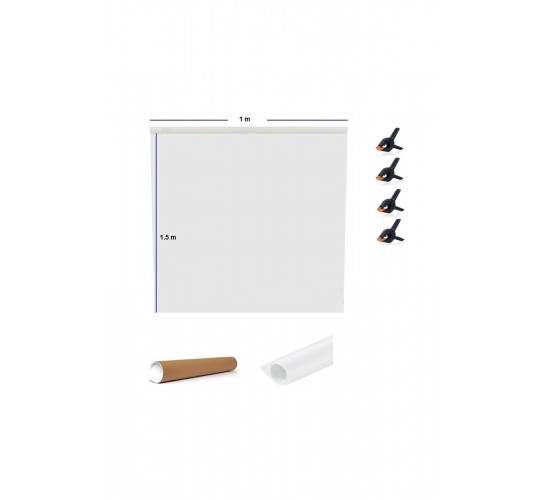 Ürün Çekim Fotoğraf Fonu Stüdyo Fonu Beyaz 150 X 100 Cm - Özel Karton Tüp Ruloda + 4 Mandal