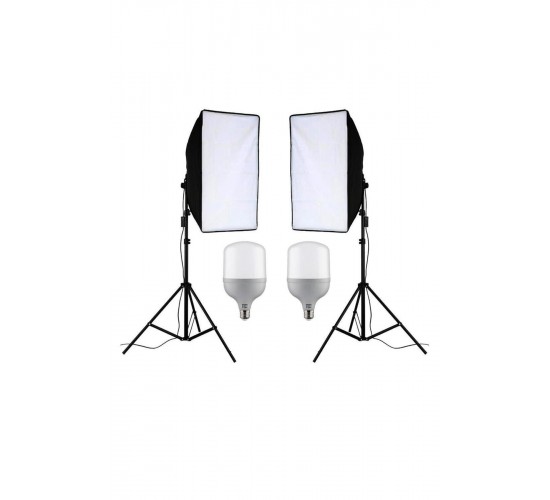 Ikili Softbox Seti ( 50x70 Cm) Lambalı Toplam 9000 Lümen