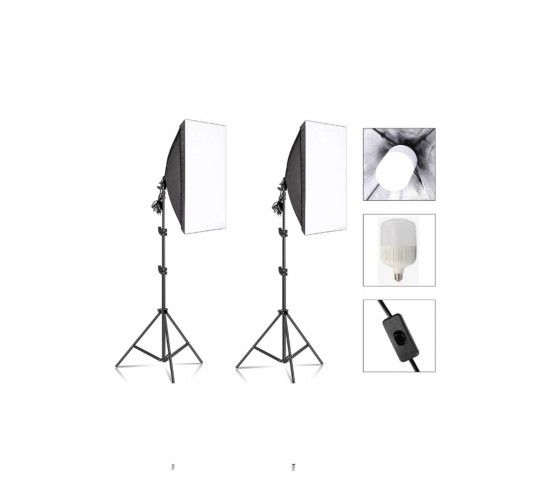 Ikili Softbox Seti ( 50x70 Cm) Lambalı Toplam 9000 Lümen