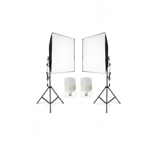 Ikili Softbox Seti ( 50x70 Cm) Lambalı Toplam 9000 Lümen