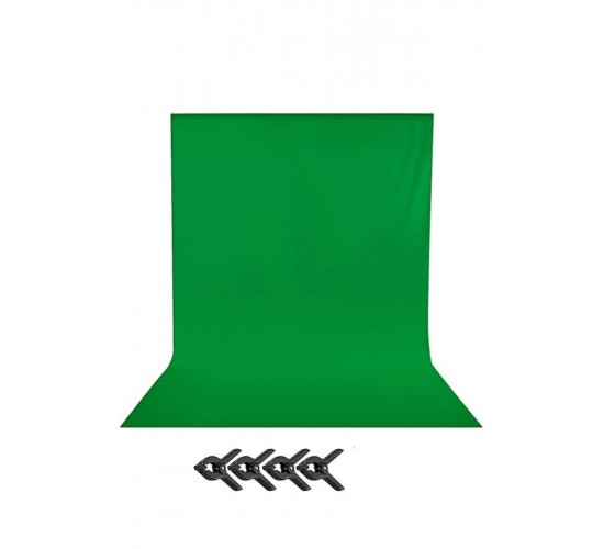 Green Screen Yeşil Fon Perde Chromakey Greenbox (2x4m)+4 Adet Mandal