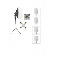 4 Duylu Softbox ,2m Işık Ayağı , 4x20 Wat Led Lamba (7200 Lümen), sabit ışık,sürekli ışık